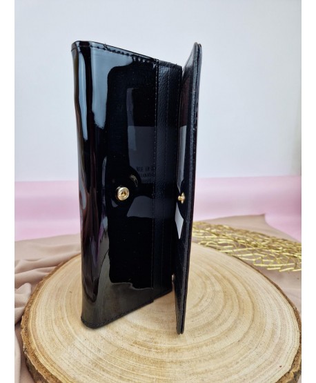 Portfel damski lakierowany czerwony czarny