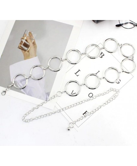 Pasek biżuteryjny z kółeczek srebrny