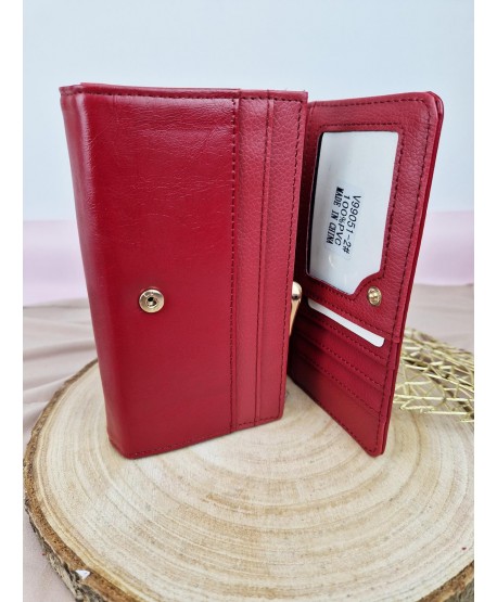Klasyczny portfel damski ekoskóra czerwony