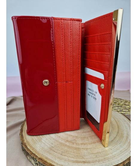 Klasyczny portfel damski ekoskóra lakierowany