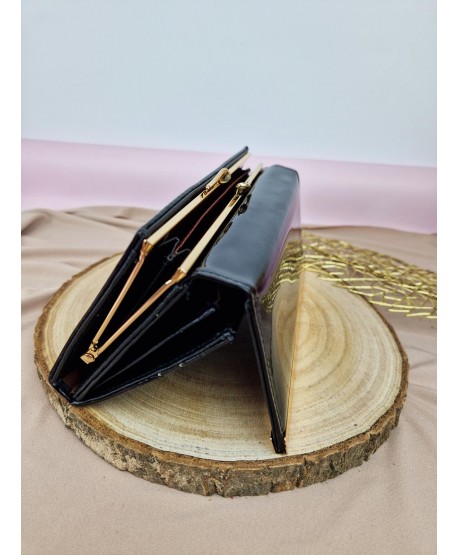 Klasyczny portfel damski ekoskóra lakierowany