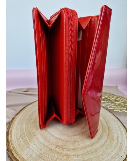 Duży portfel damski ekoskóra lakierowany