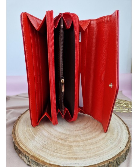 Duży portfel damski ekoskóra lakierowany