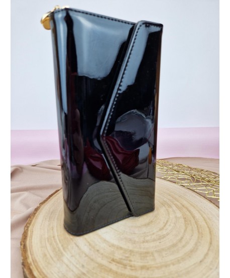 Duży portfel damski ekoskóra lakierowany