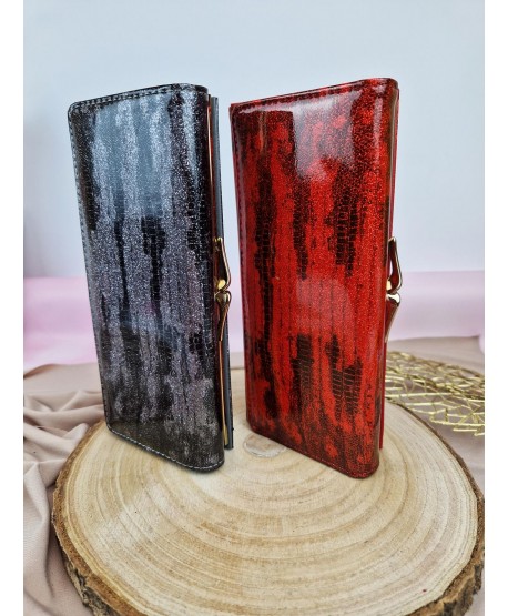 Portfel damski ekoskóra lakierowany brokatowy