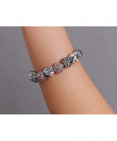 Bransoletka modułowa srebrna z różem