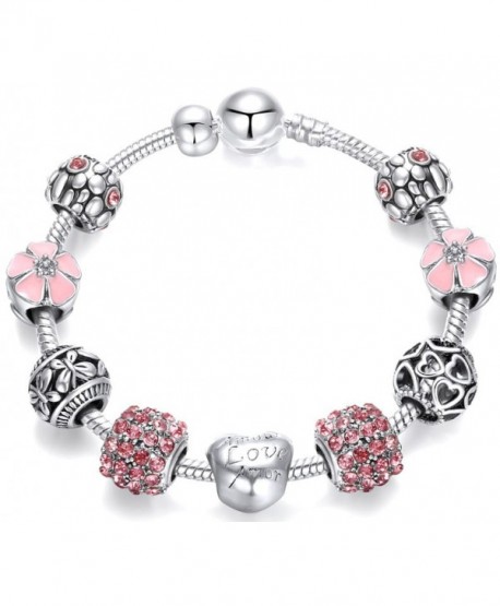 Bransoletka modułowa srebrna z różem