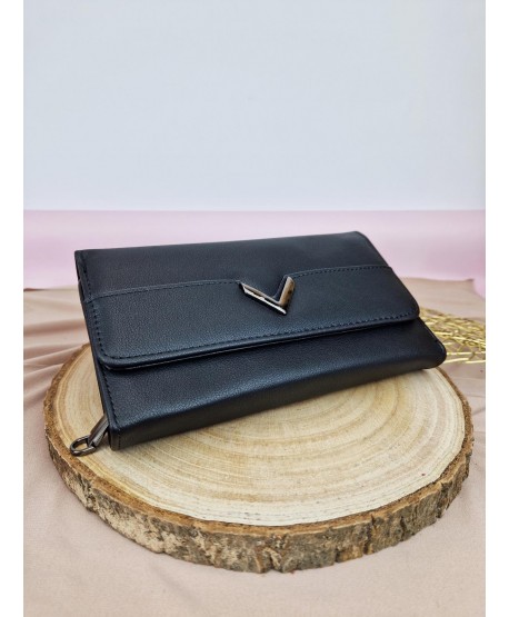 Portfel damski ekoskóra pakowny czarny