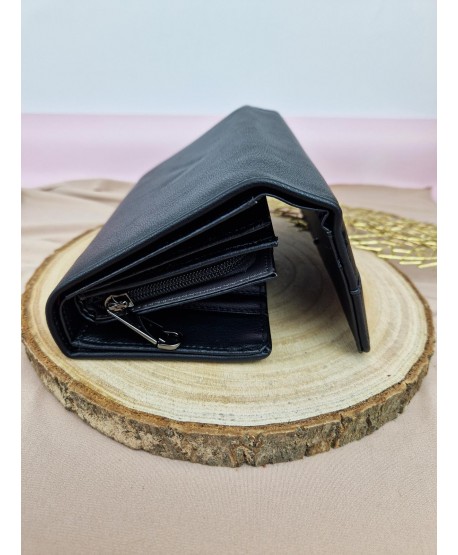 Portfel damski ekoskóra pakowny czarny