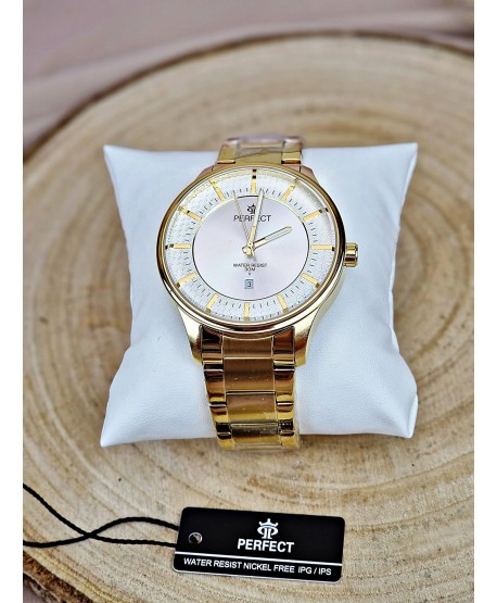 Zegarek męski Perfect złoty z datownikiem