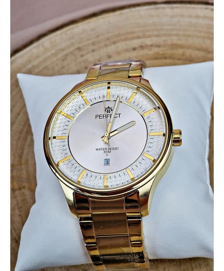 Zegarek męski Perfect złoty z datownikiem