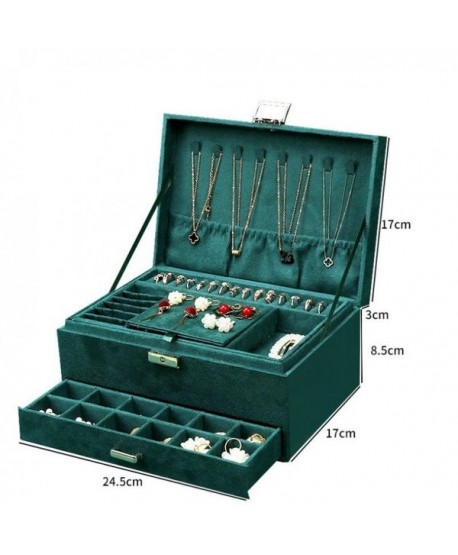 Elegancka szkatułka na biżuterię zamszowa butelkowa zieleń