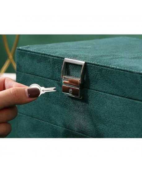 Elegancka szkatułka na biżuterię zamszowa butelkowa zieleń