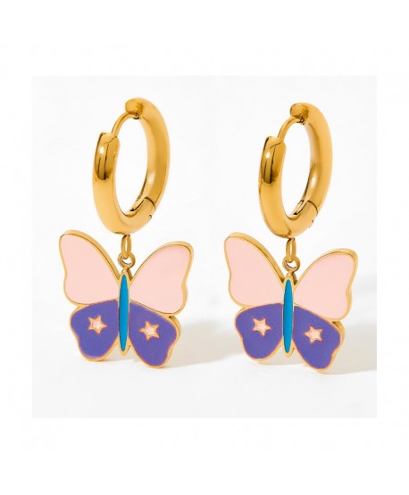 Kolczyki stal dziecięce złote z motylkiem