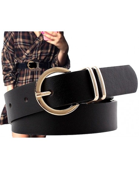 Czarny pasek z klasyczną klamrą w złocie