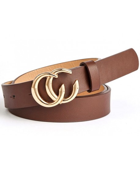 Brązowy pasek ze złotą okrągłą klamrą