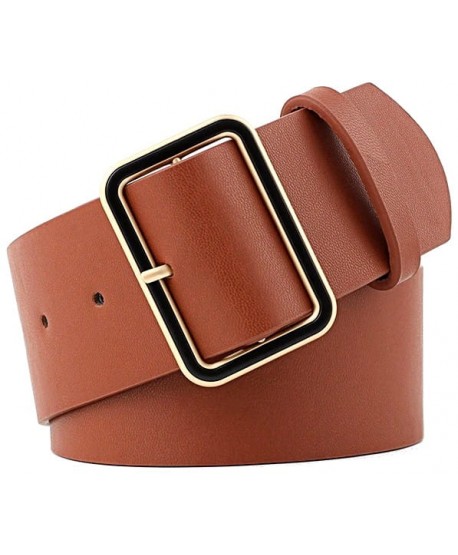 Karmelowy klasyczny pasek z szeroką klamrą