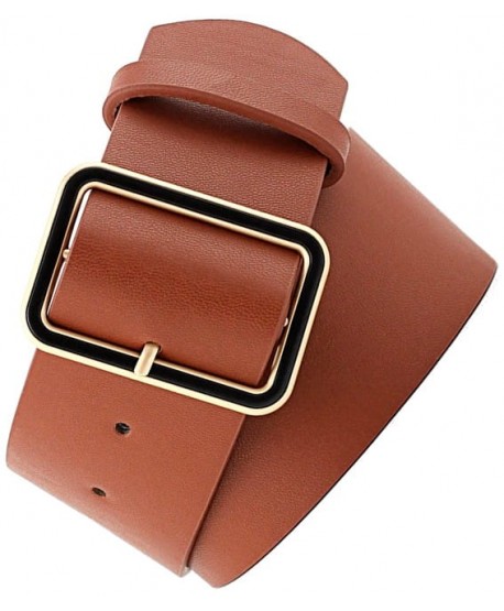 Karmelowy klasyczny pasek z szeroką klamrą