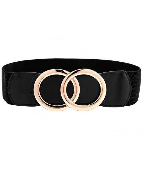 Czarny pasek na gumie z okrągłą klamrą