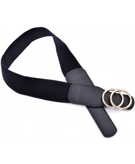Czarny pasek na gumie z okrągłą klamrą