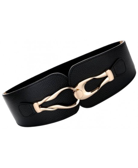 Czarny pasek na gumie ze złotą wstawką