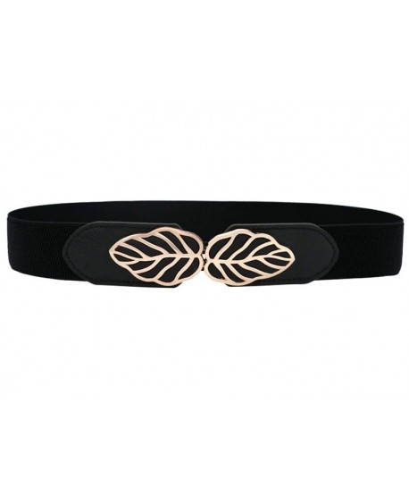 Czarny pasek na gumie z uroczymi listkami