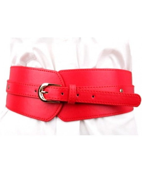 Czerwony pasek na gumie ze złotą wstawką