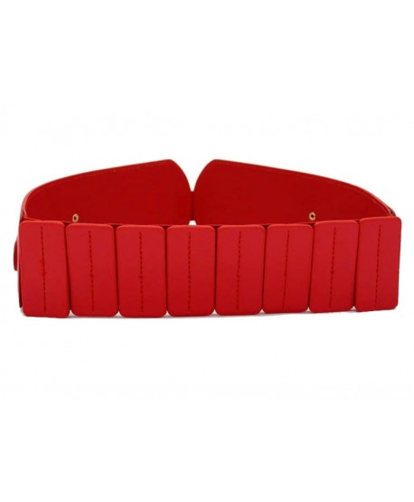 Czerwony pasek na gumie ze złotą wstawką