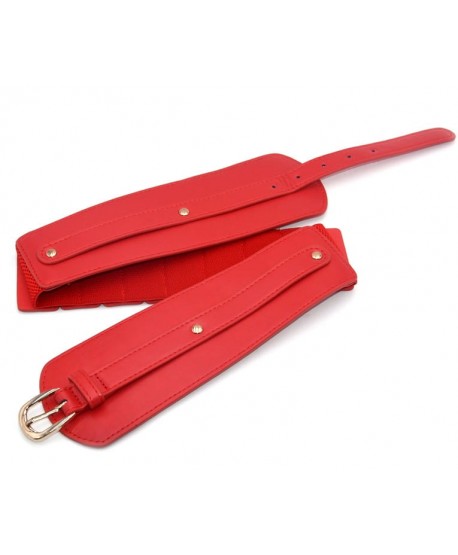 Czerwony pasek na gumie ze złotą wstawką