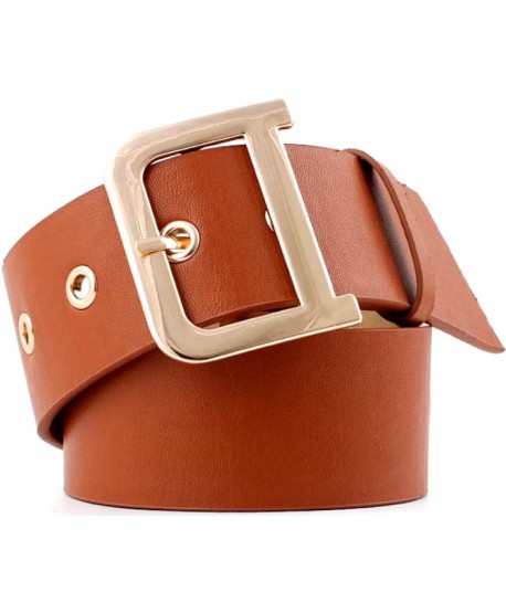 Karmelowy klasyczny pasek z szeroką klamrą