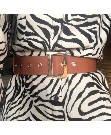 Karmelowy klasyczny pasek z szeroką klamrą