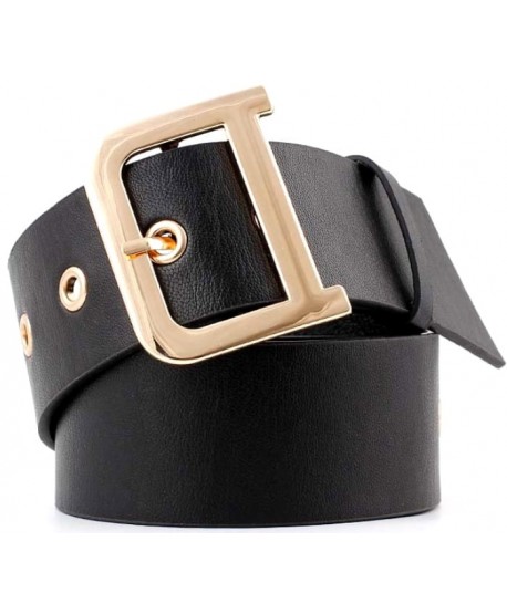 Czarny klasyczny pasek z szeroką klamrą