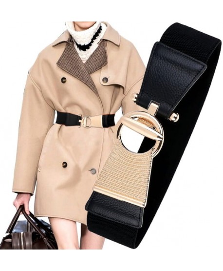 Czarny pasek ze złotym ozdobnym zapięciem