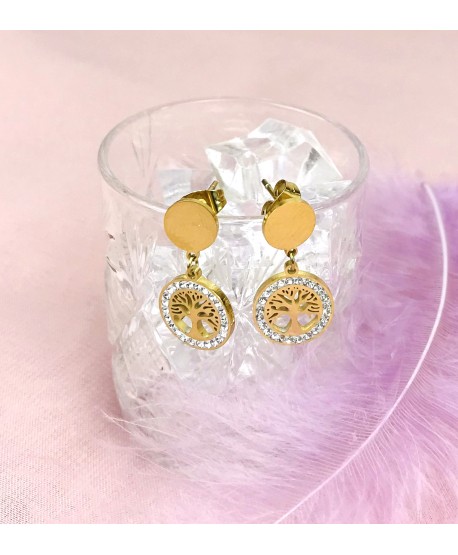 Kolczyki ze stali chirurgicznej drzewko szczęścia