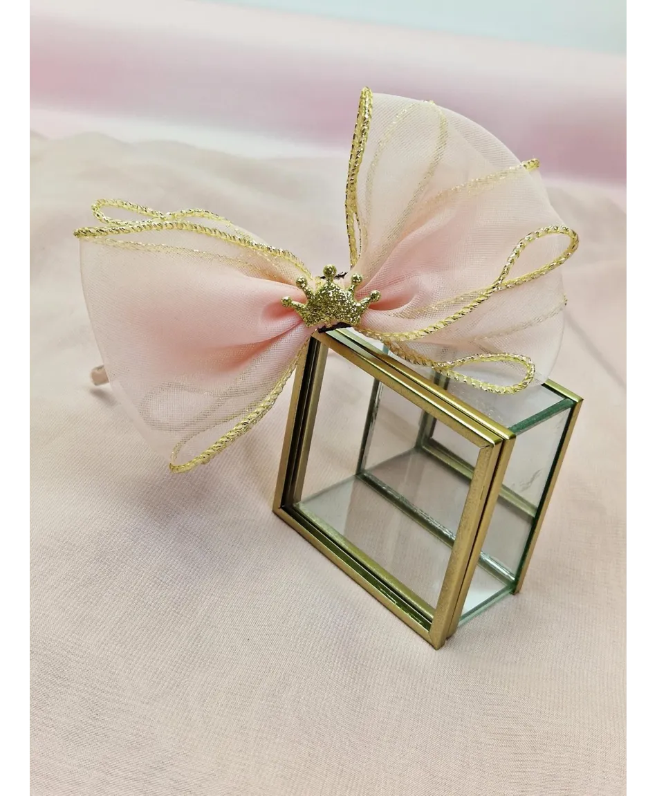 Opaski do włosów z szyfonową kokardą i koroną