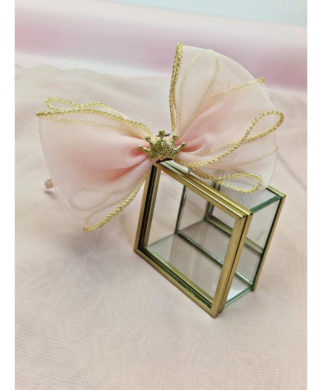 Opaski do włosów z szyfonową kokardą i koroną