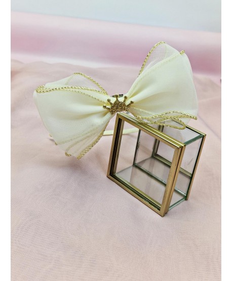 Opaski do włosów z szyfonową kokardą i koroną