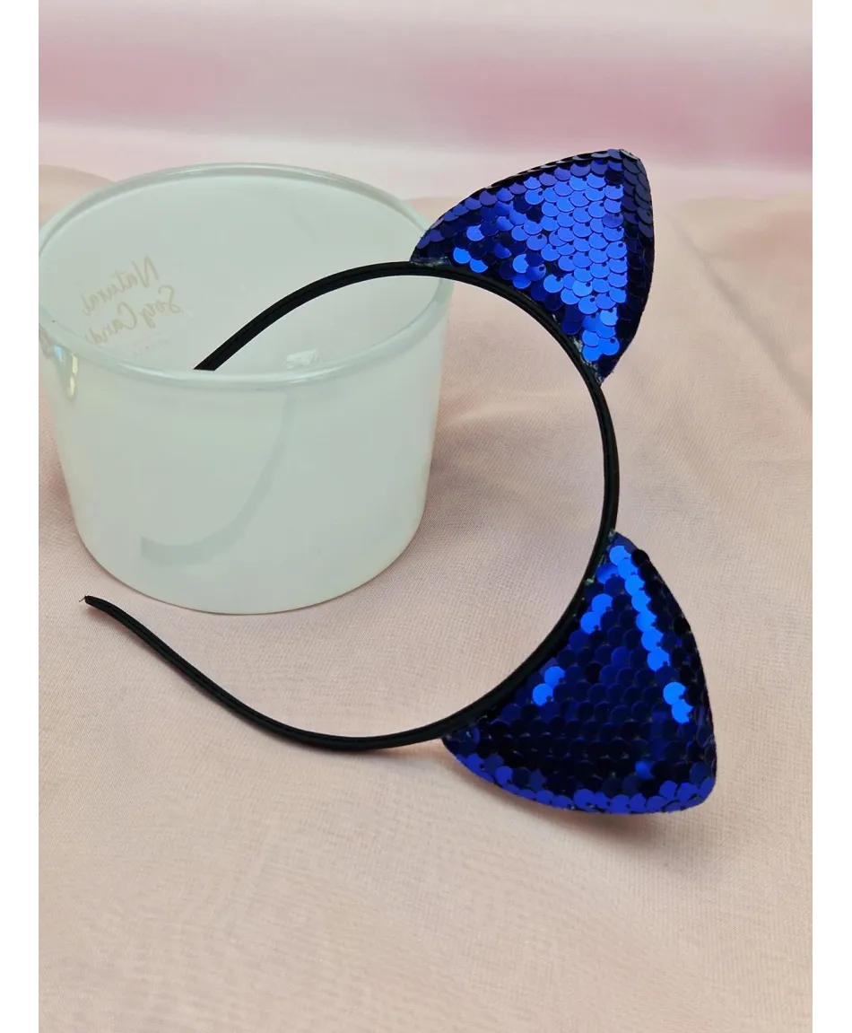 Opaski do włosów cekinowe uszy kota