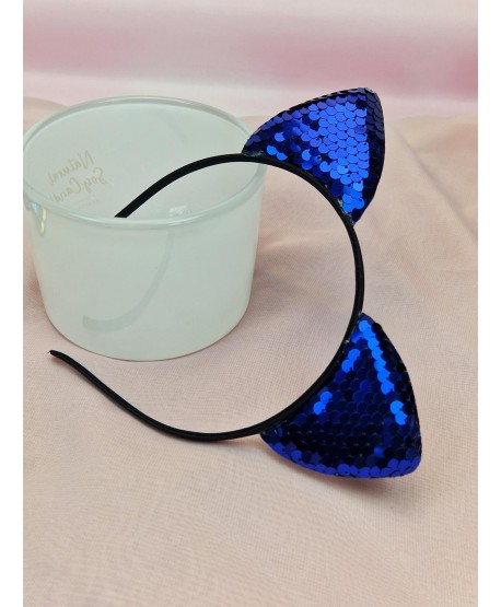 Opaski do włosów cekinowe uszy kota