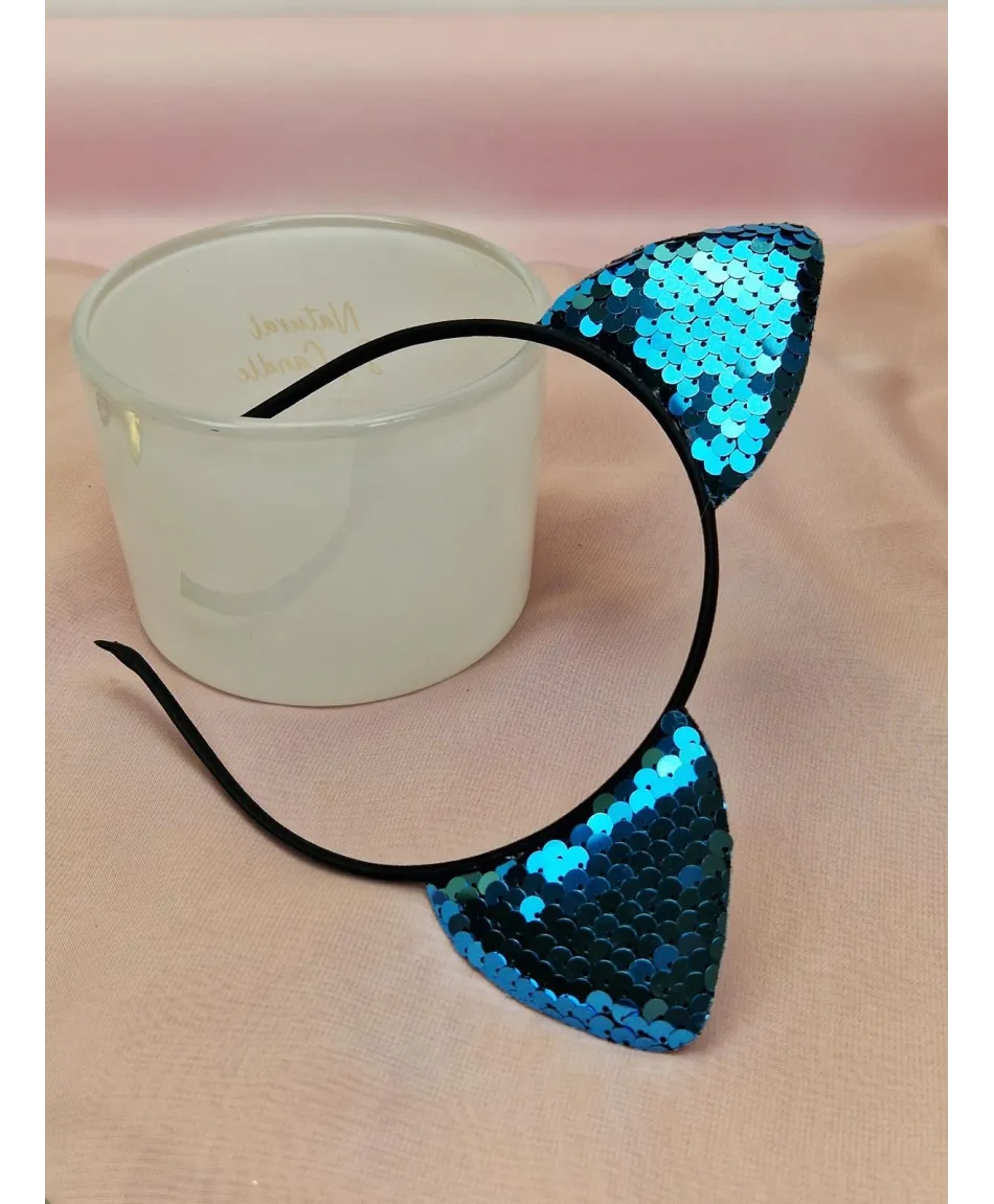 Opaski do włosów cekinowe uszy kota