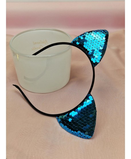 Opaski do włosów cekinowe uszy kota