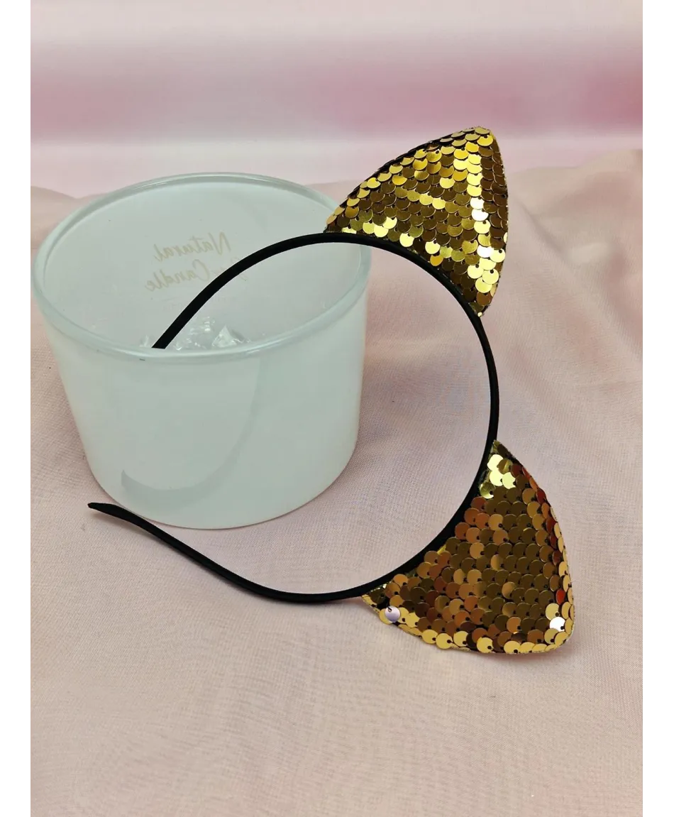 Opaski do włosów cekinowe uszy kota