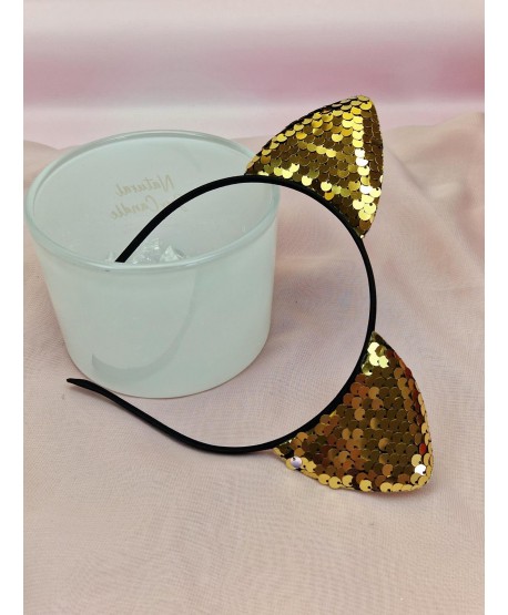 Opaski do włosów cekinowe uszy kota