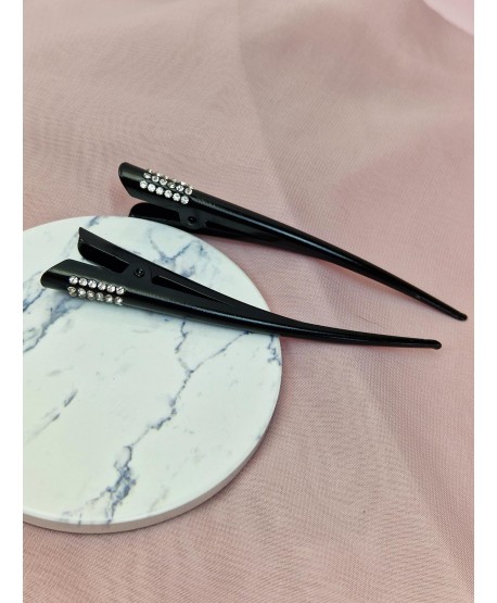 Spinka tukan czarna z kryształkami szczypce