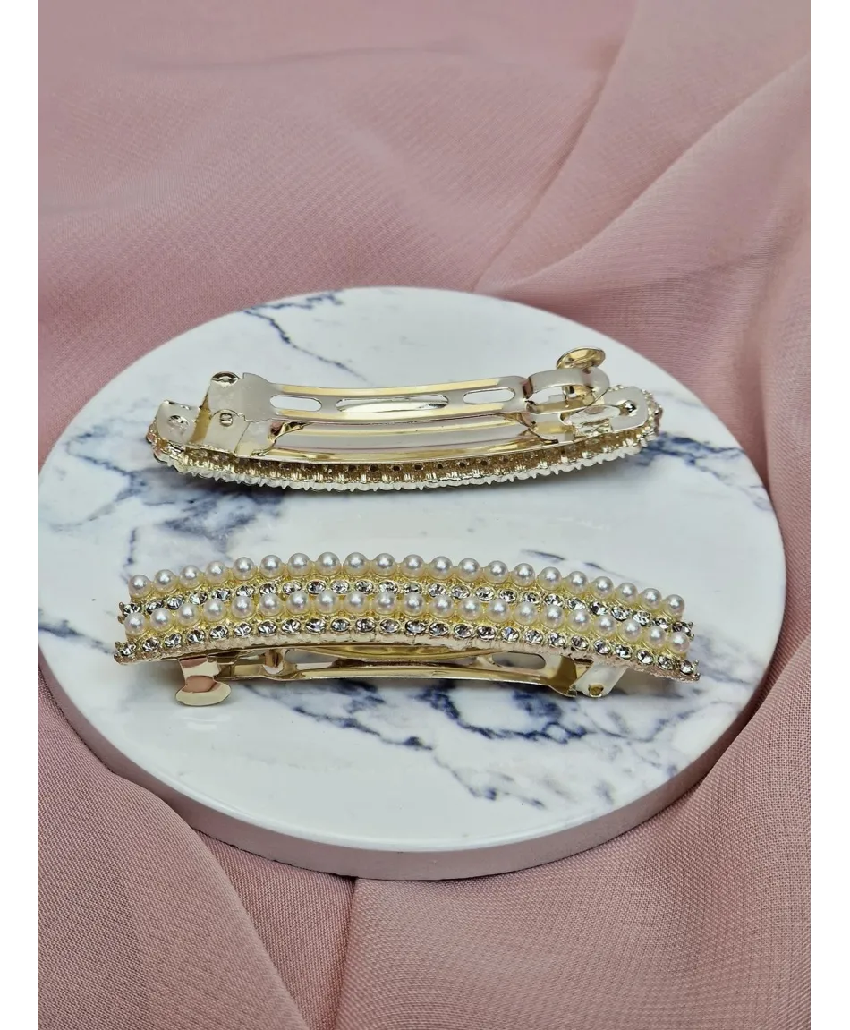 Ozdobne spinki do włosów automatyczne z perełkami