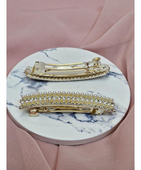 Ozdobne spinki do włosów automatyczne z perełkami