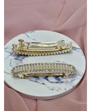 Ozdobne spinki do włosów automatyczne z perełkami