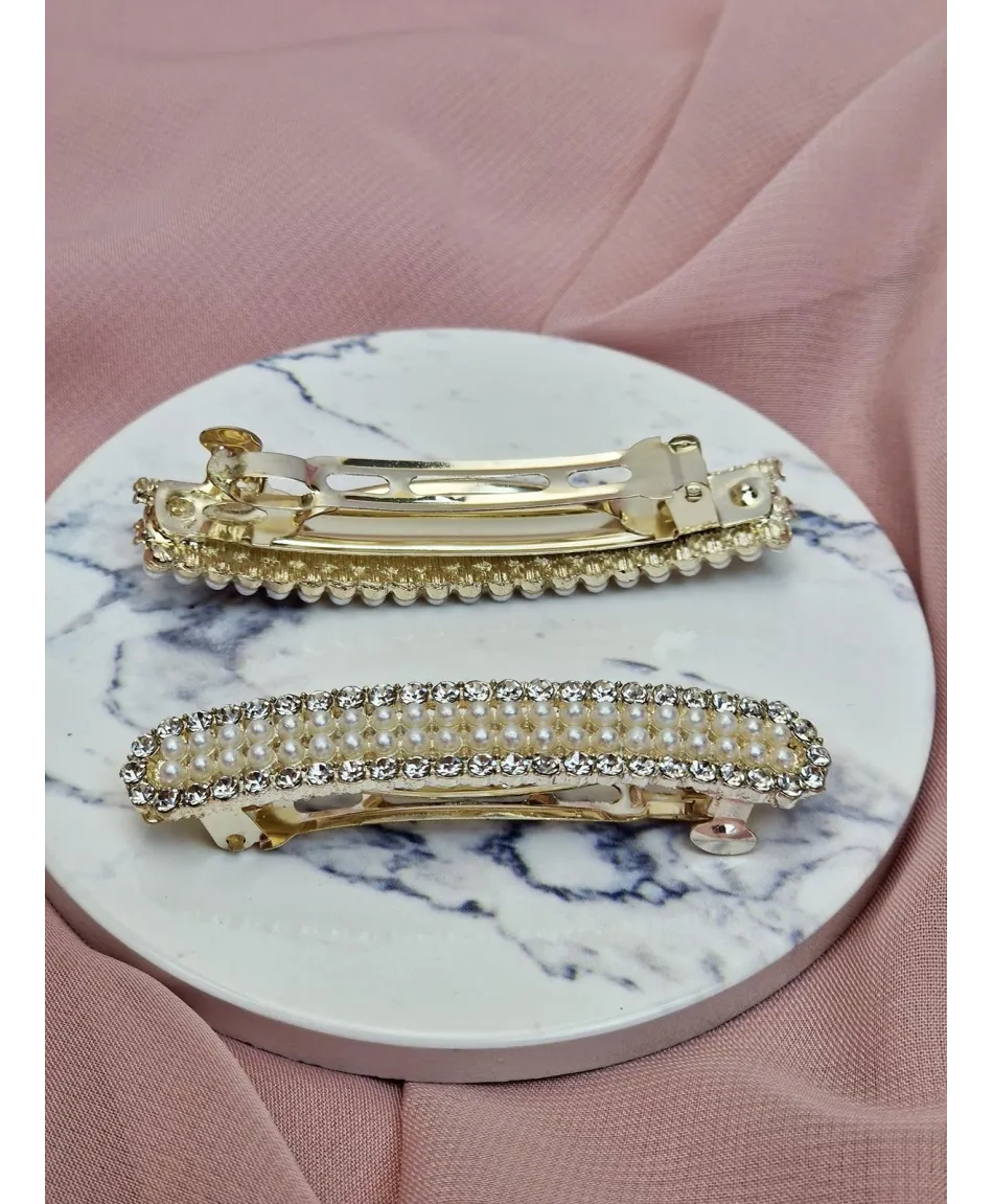 Ozdobne spinki do włosów automatyczne z perełkami