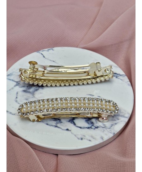 Ozdobne spinki do włosów automatyczne z perełkami