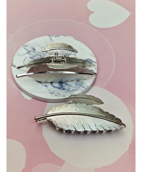 Spinki klamry do włosów złote srebrne liść